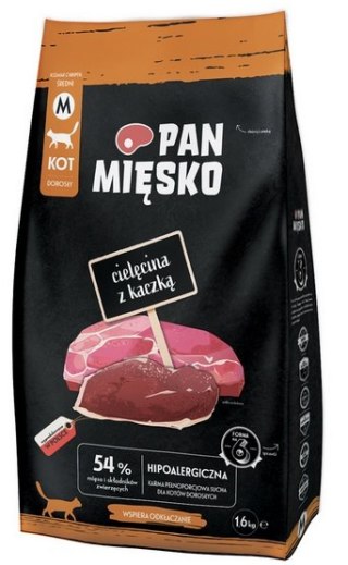 Pan Mięsko Karma sucha dla kota - cielęcina i kaczka chrupki M 1,6kg