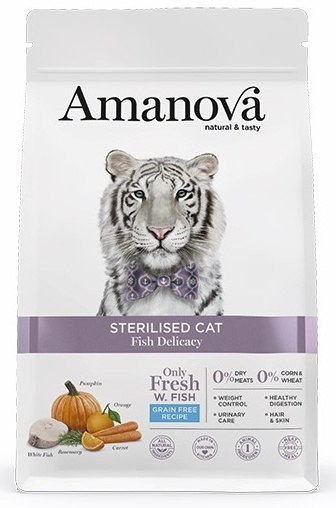 Amanova Cat Sterilised Fish Delicacy - biała ryba 1,5kg