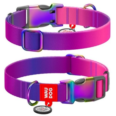 Collar WauDog Recycled Obroża nylonowa z QR-paszportem, gradient S 15mm/25-35cm fioletowy
