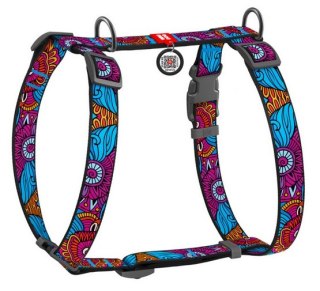 Collar WauDog Nylon Szelki nylonowe anatomiczne w kształcie litery H, z QR-paszportem, plastikowy fastex, wzór LATO, rozmiar L 2