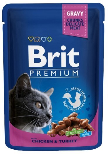 Brit Premium Cat Adult Kurczak + Indyk saszetka 100g